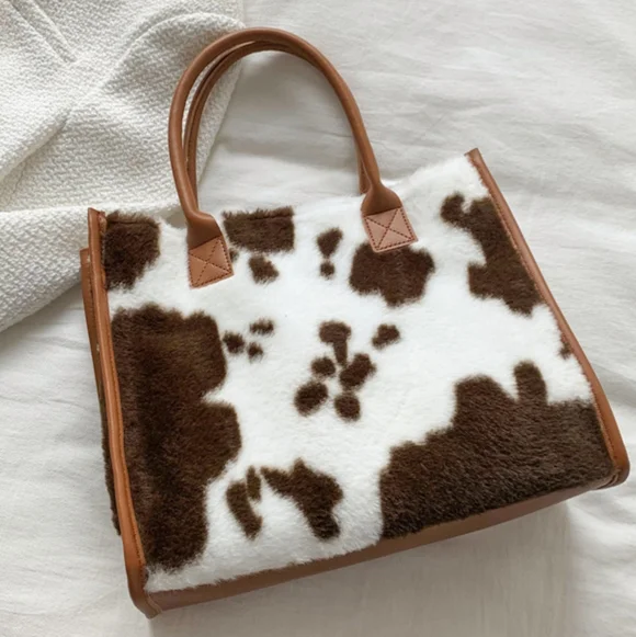 Brown Cow Print Tote Bag - Picture 6 of 12